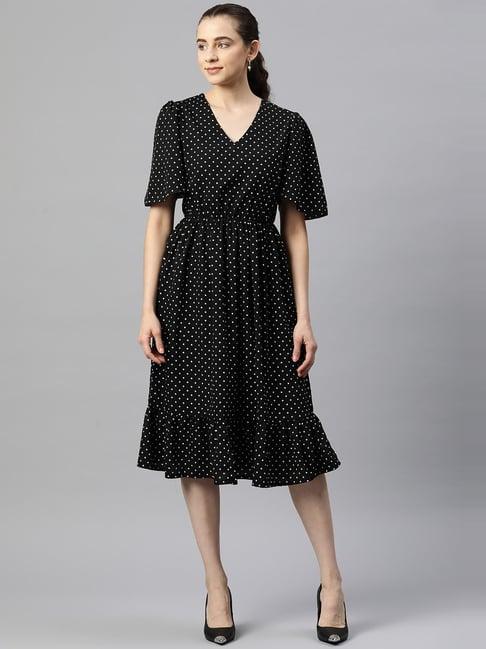 melon by pluss black polka dots a-line dress