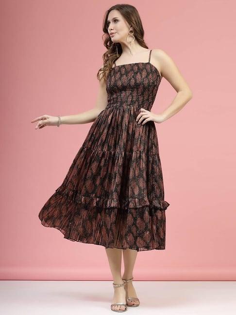 melon by pluss black printed a-line dress