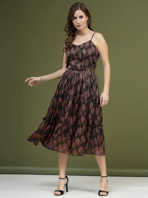 melon by pluss black printed a-line dress