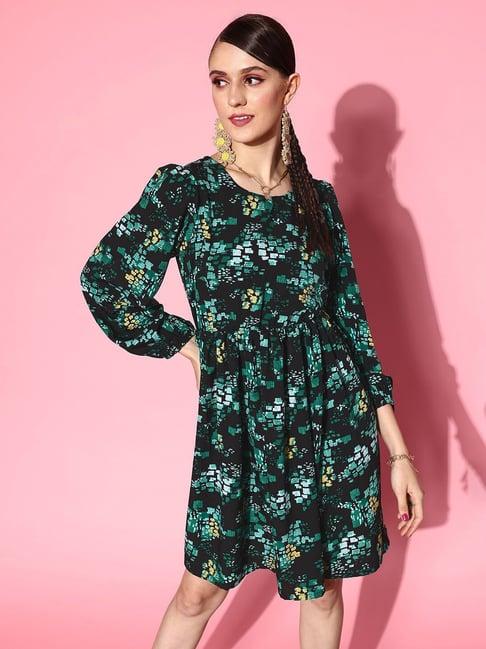 melon by pluss black printed above knee a line dress