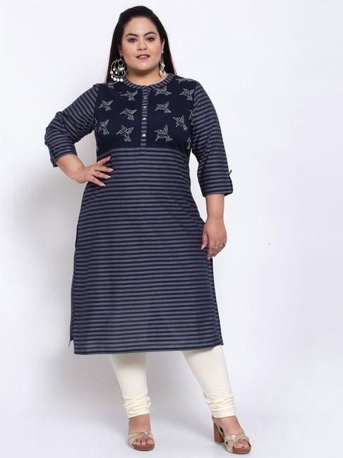 melon by pluss blue striped kurta