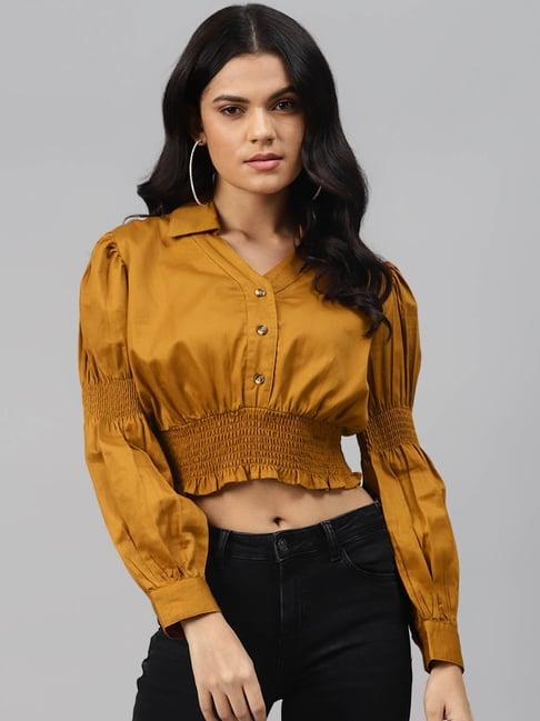 melon by pluss gold regular fit crop top