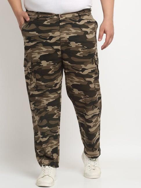 melon by pluss green cotton regular fit camouflage plus size cargos