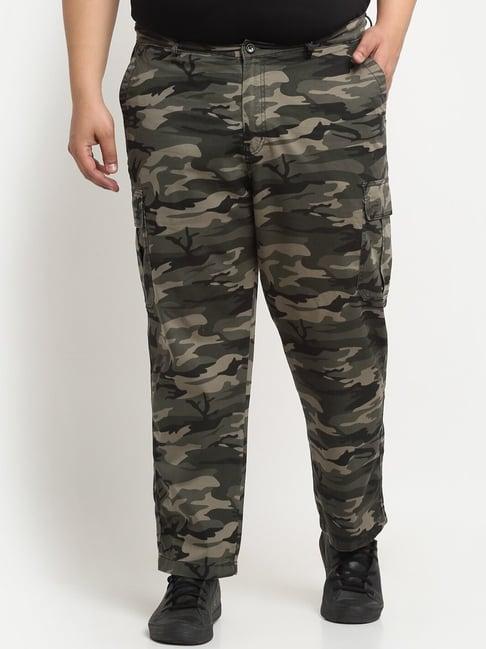 melon by pluss green cotton regular fit camouflage plus size cargos