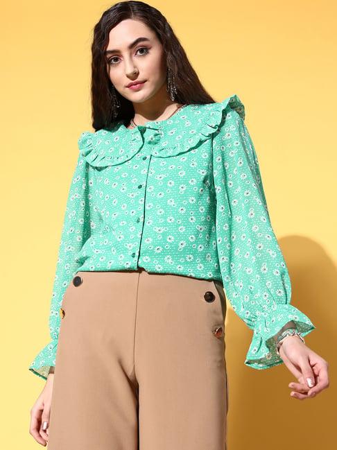 melon by pluss green printed shirt