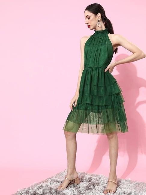 melon by pluss green sleeveless a-line dress