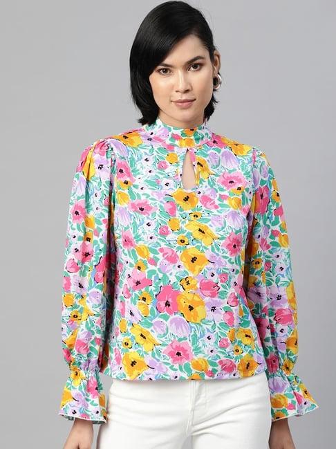 melon by pluss multicolor printed round neck top