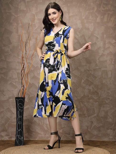 melon by pluss multicolored printed a-line dress
