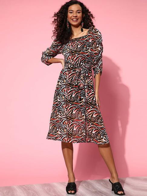 melon by pluss multicolored printed a-line dress