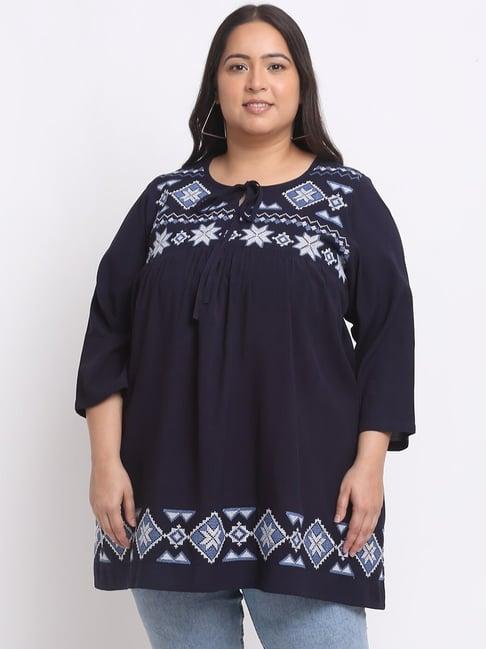 melon by pluss navy regular fit top