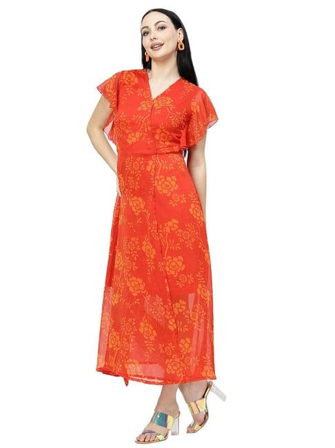 melon by pluss orange floral print maxi dress