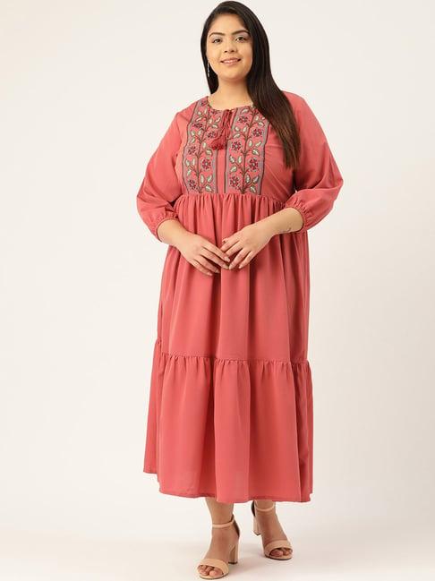 melon by pluss pink embroidered dress