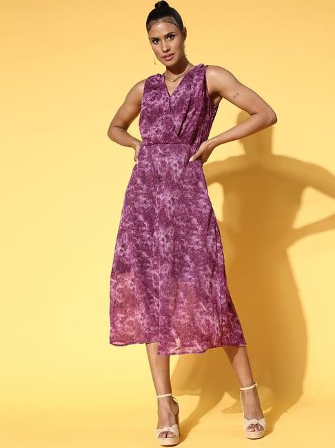 melon by pluss purple printed a-line dress