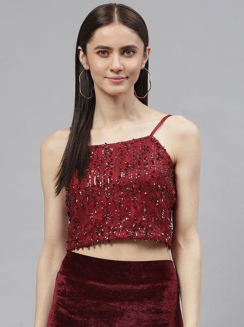 melon by pluss red embellished crop top
