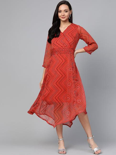 melon by pluss red printed dress