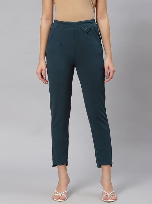 melon by pluss teal mid rise regular fit trousers