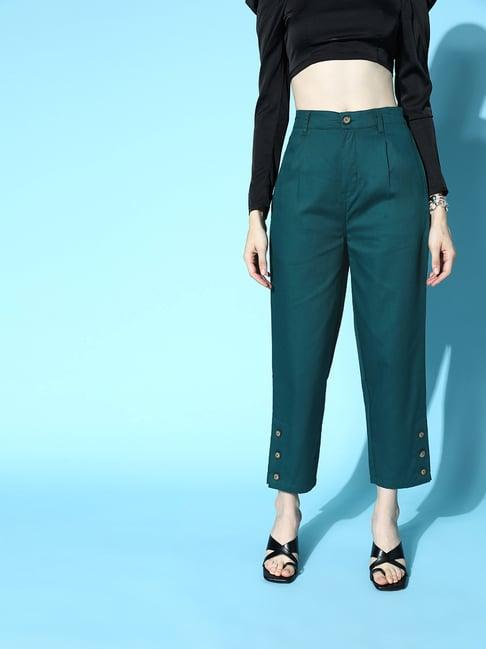 melon by pluss teal regular fit trousers