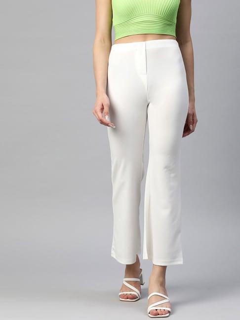 melon by pluss white regular fit mid rise trousers