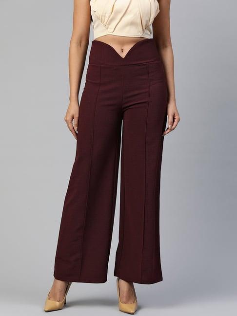 melon by pluss wine regular fit mid rise trousers