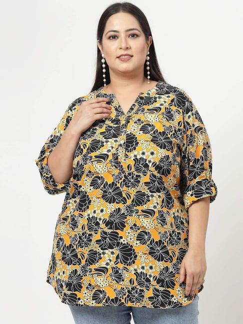 melon by pluss yellow floral print tunic