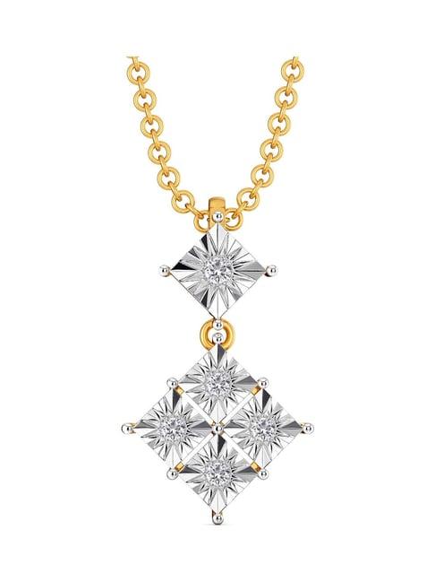 melorra 18k gold & diamond rhomb n razzle pendant for women