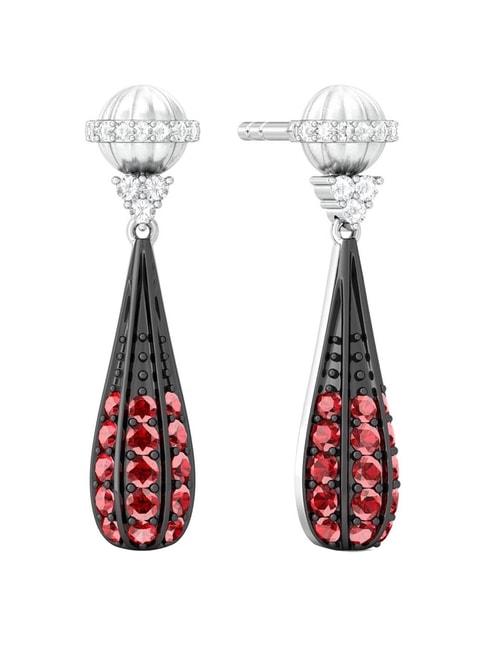 melorra 18k white gold & diamond lady in red earrings for women