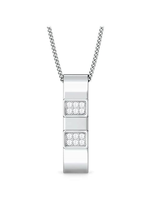 melorra 18k white gold & diamond white collar pendant without chain for women