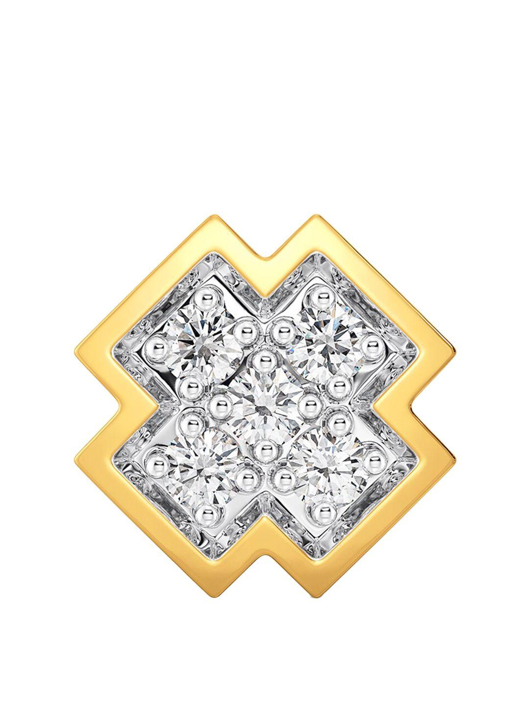 melorra 18kt gold rhodium-plated cross contours design diamond nose pin