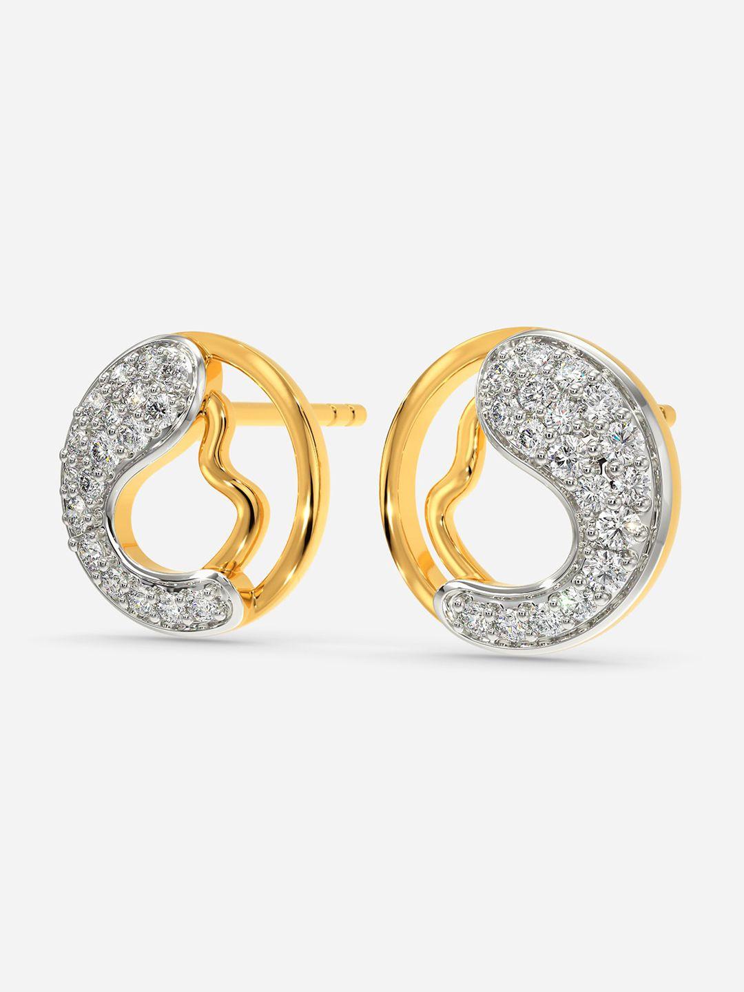 melorra circle of summer diamond-studded rhodium-plated 18kt gold earrings-2.35gm