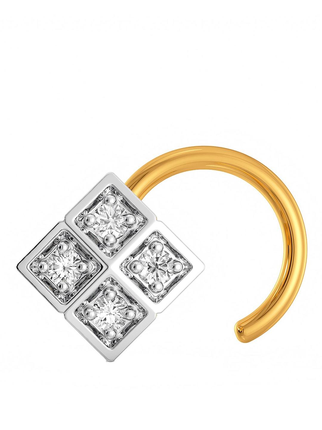 melorra gingham guide 18kt gold rhodium plated diamond nose pin