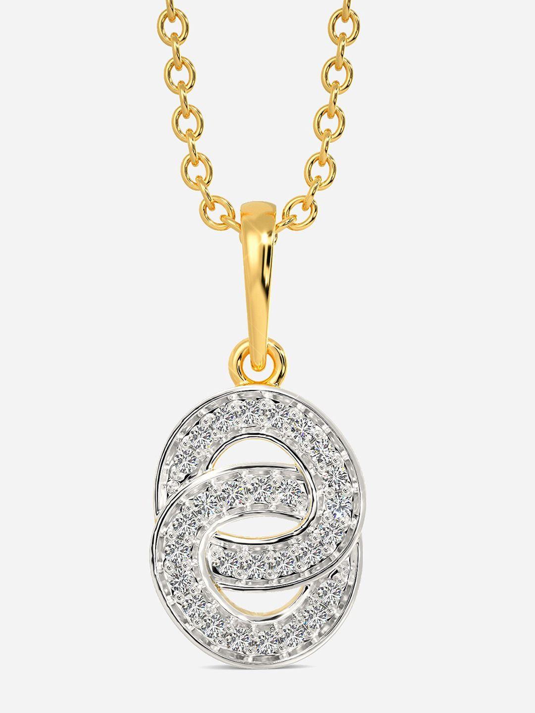 melorra snowflake dreams diamond-studded rhodium-plated 18kt gold pendant- 1.66 gm