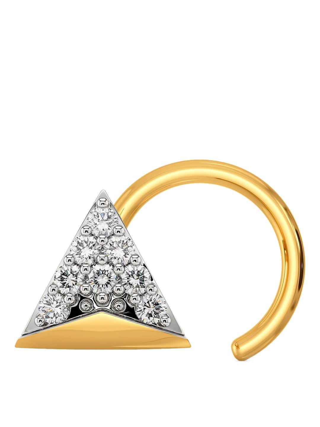 melorra suit n social 18kt gold rhodium-plated triangular shaped diamond studded nosepin