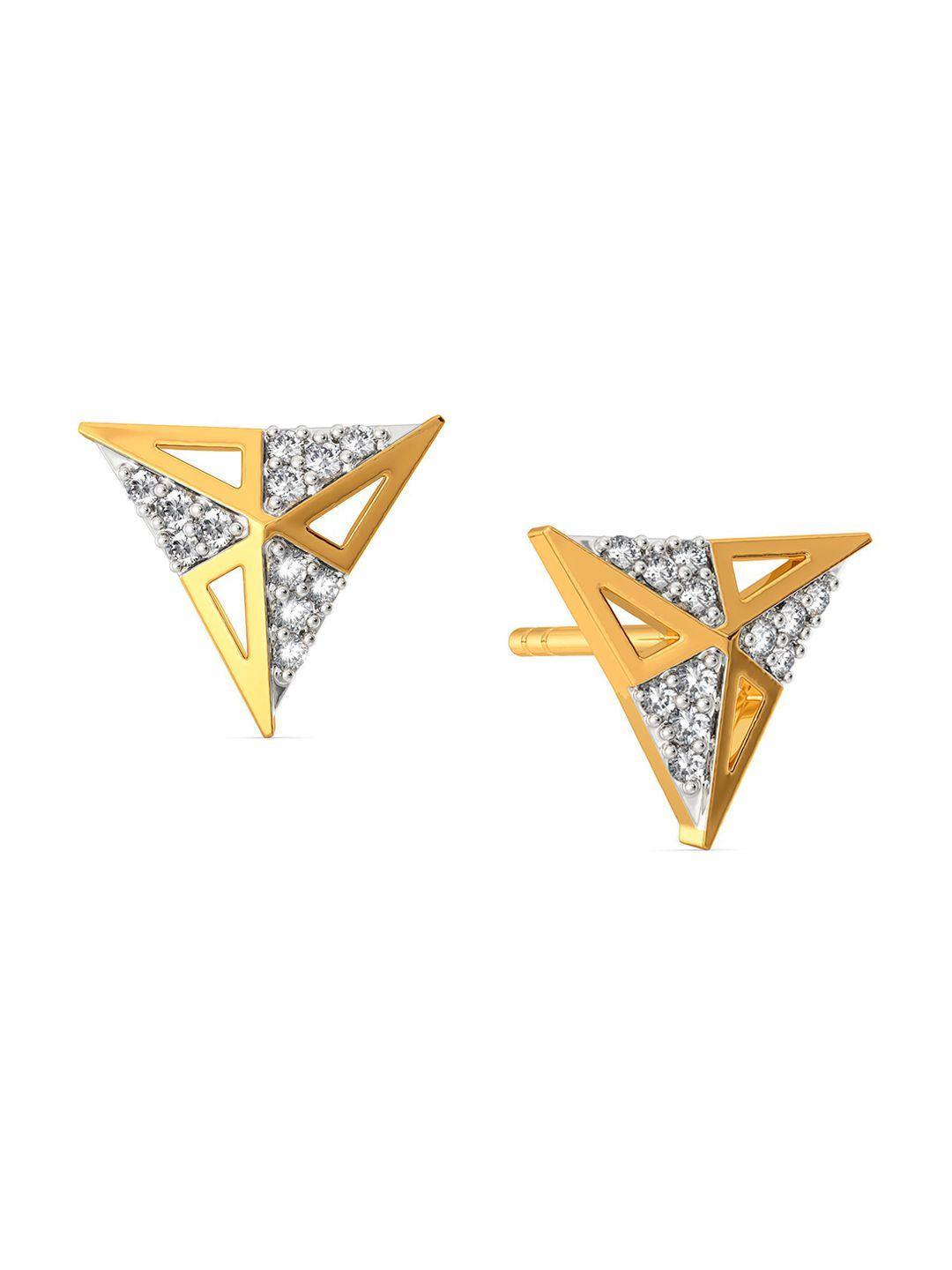 melorra the power angle 18kt gold diamond stud earrings-1.86gm