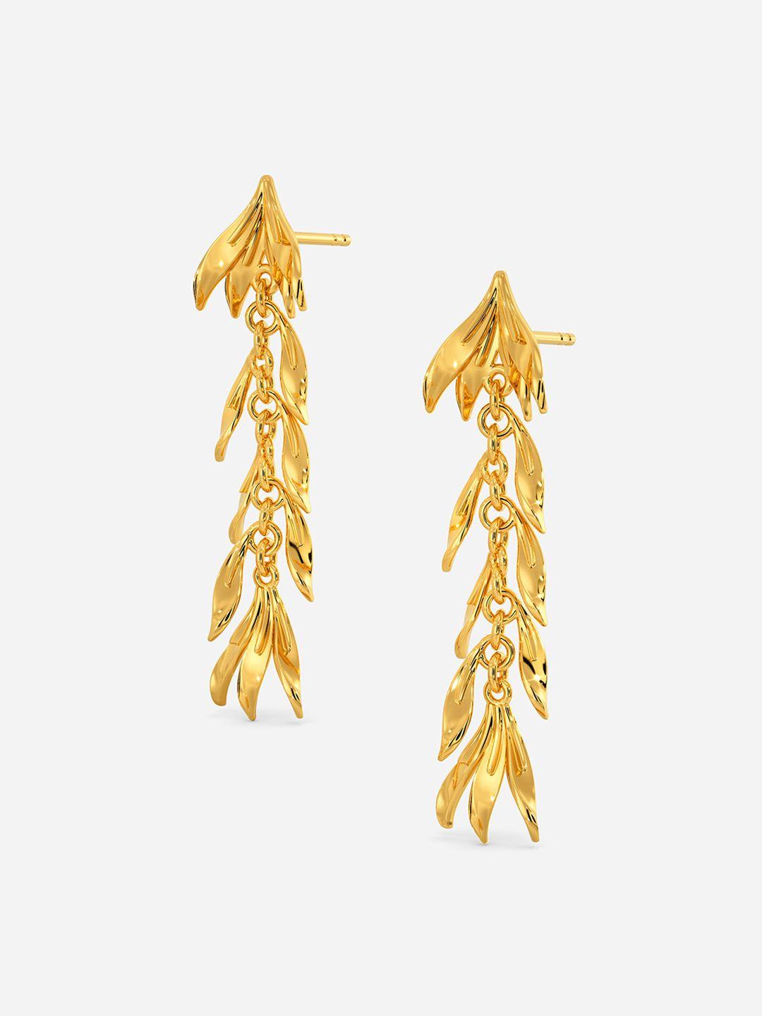 melorra twist leaf 18kt gold earrings - 4.21 gm