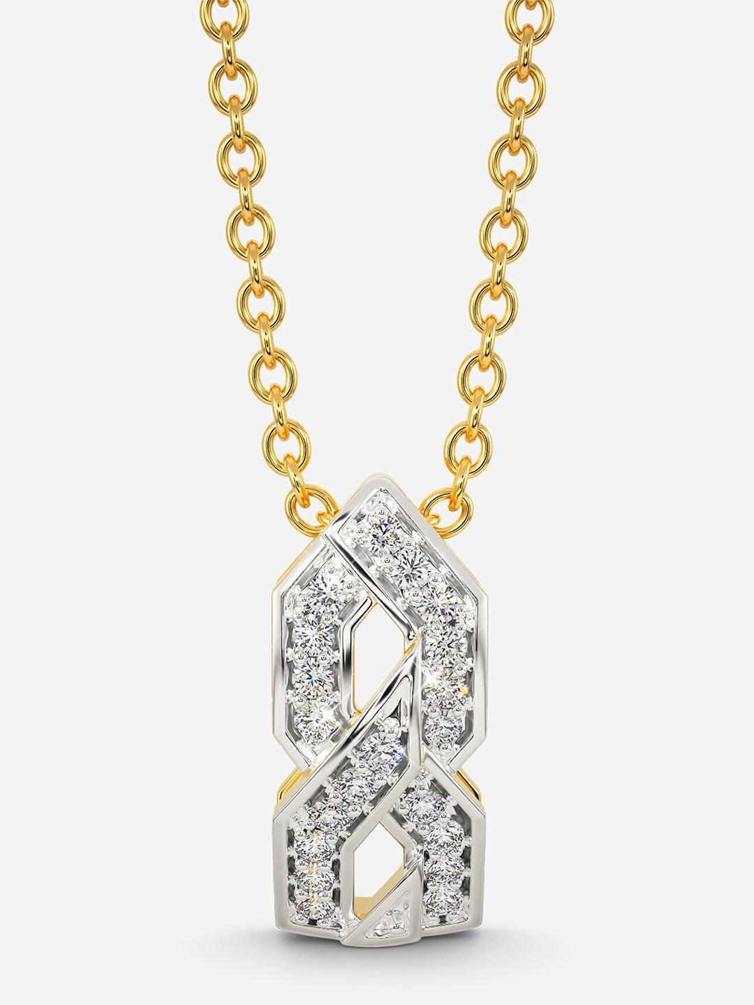 melorra yarn affair rhodium - plated 18kt gold diamond pendant - 1.46 gm
