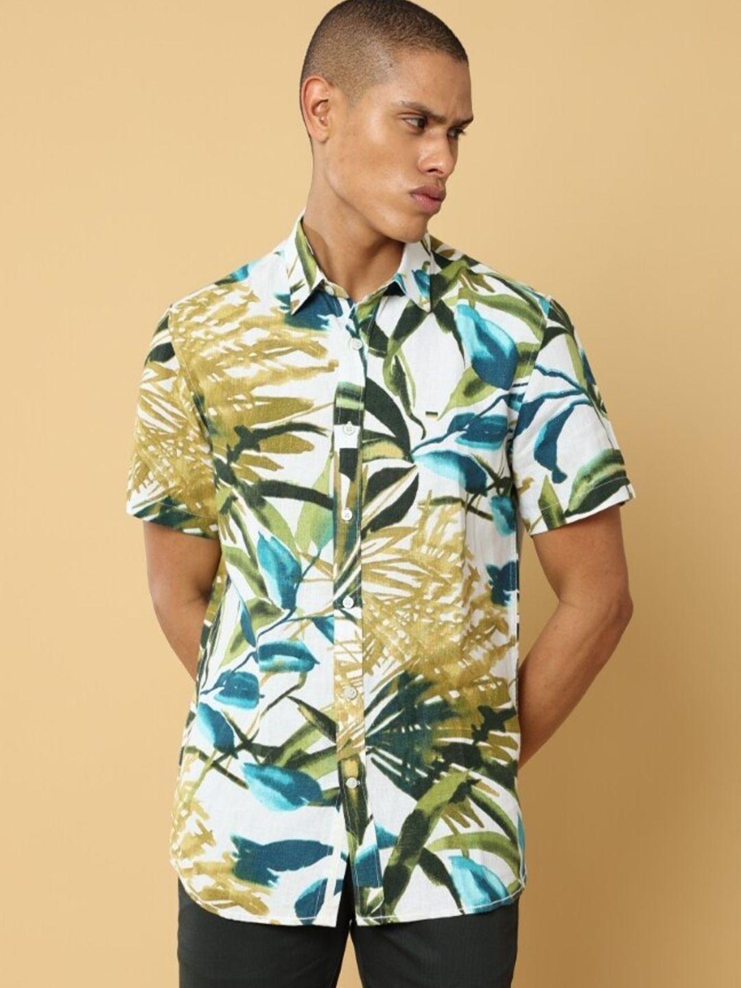 melvin jones classic tropical printed linen casual shirt