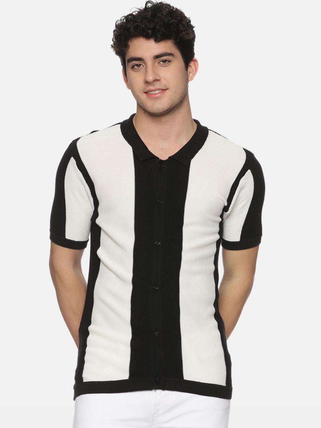 melvin jones vertical striped polo collar pure cotton t-shirt