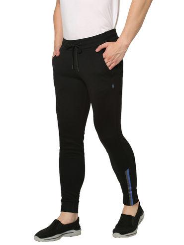 men (nil) black polyester solid joggers