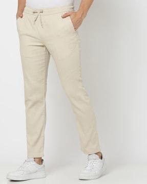 men ankle-length flat-front chinos