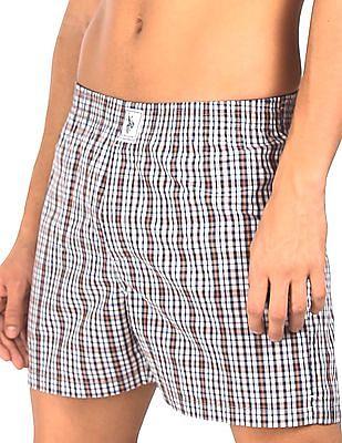 men assorted i691 mid rise check boxers - pack of 2