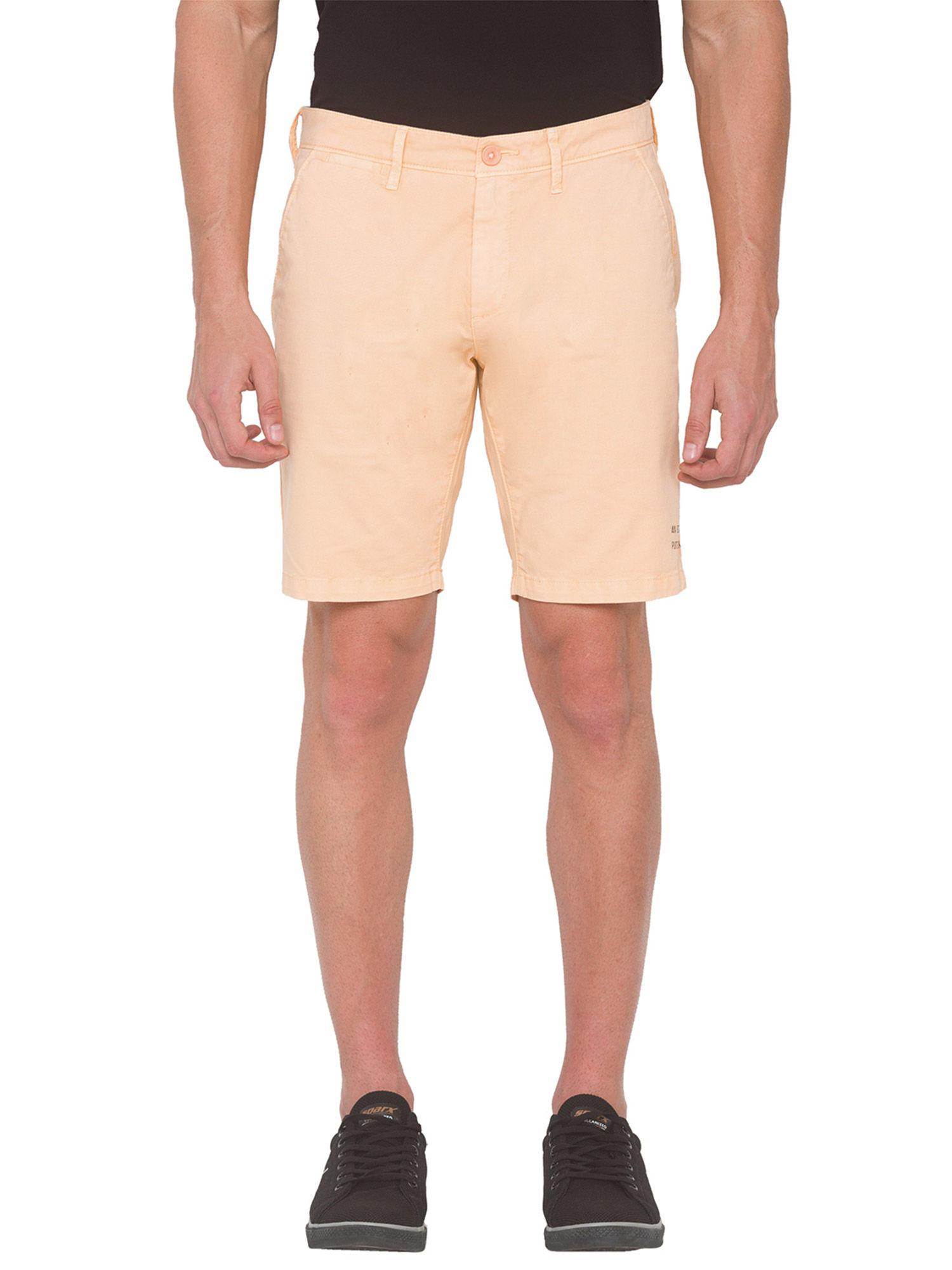 men beige regular fit shorts