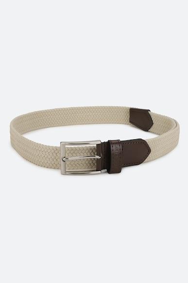 men beige textured genuine leather belt