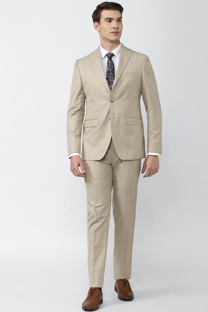 men beige two piece suit