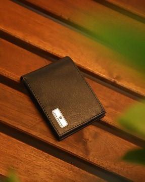 men bi-fold wallet with metal logo