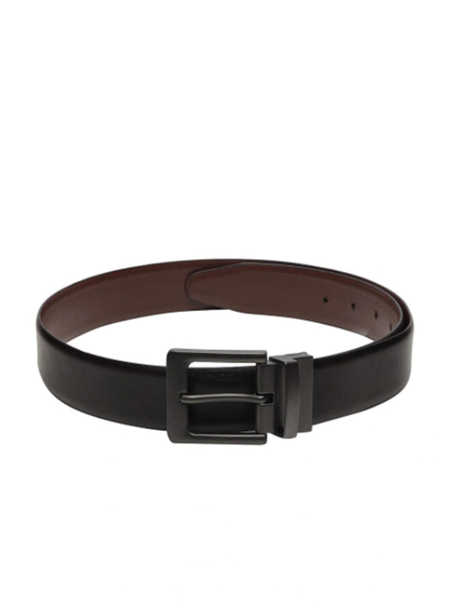 men black & brown solid leather semi formal reversible belt