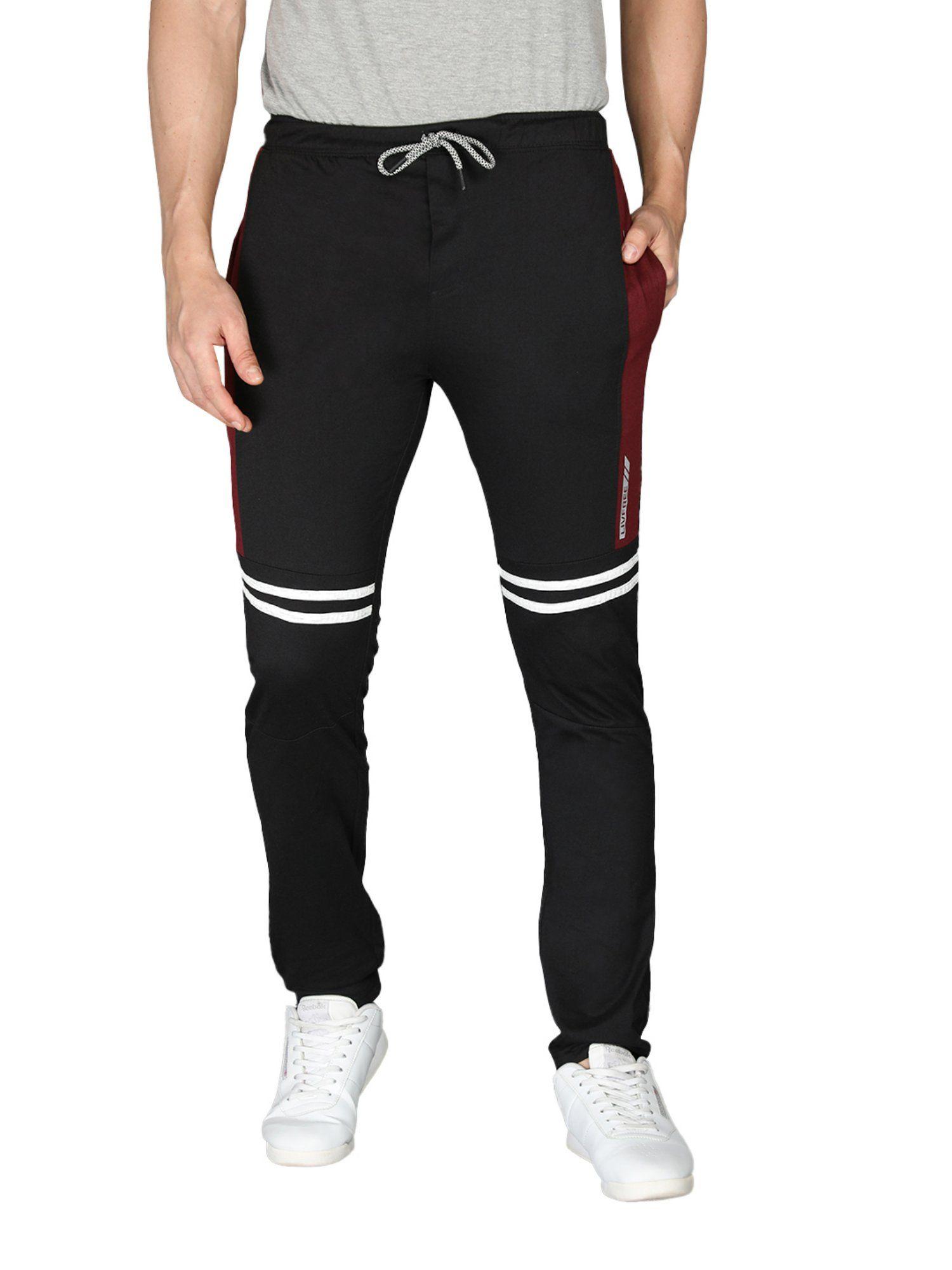 men black & maroon stylish track pants