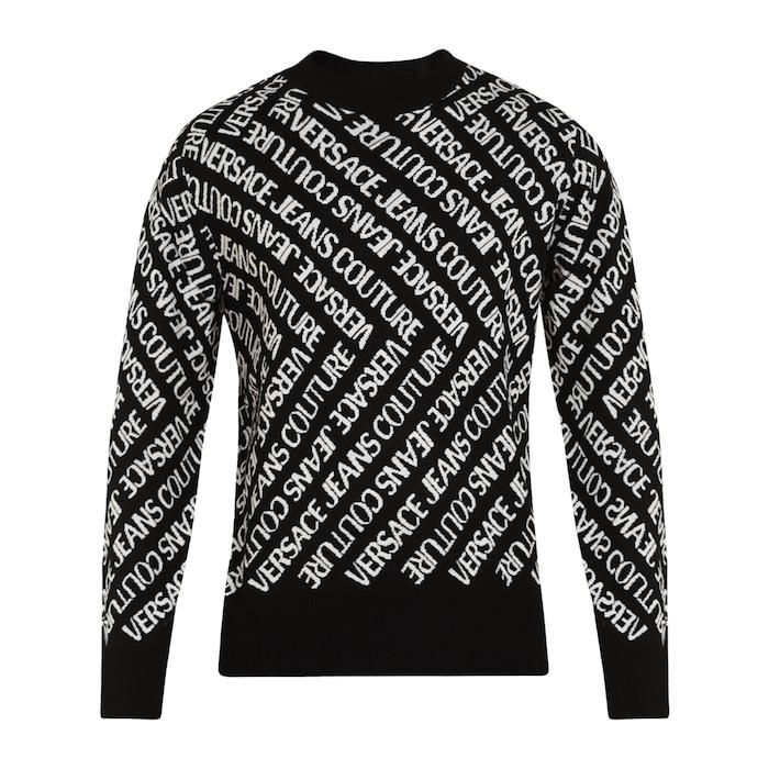 men black all-over brand name sweater