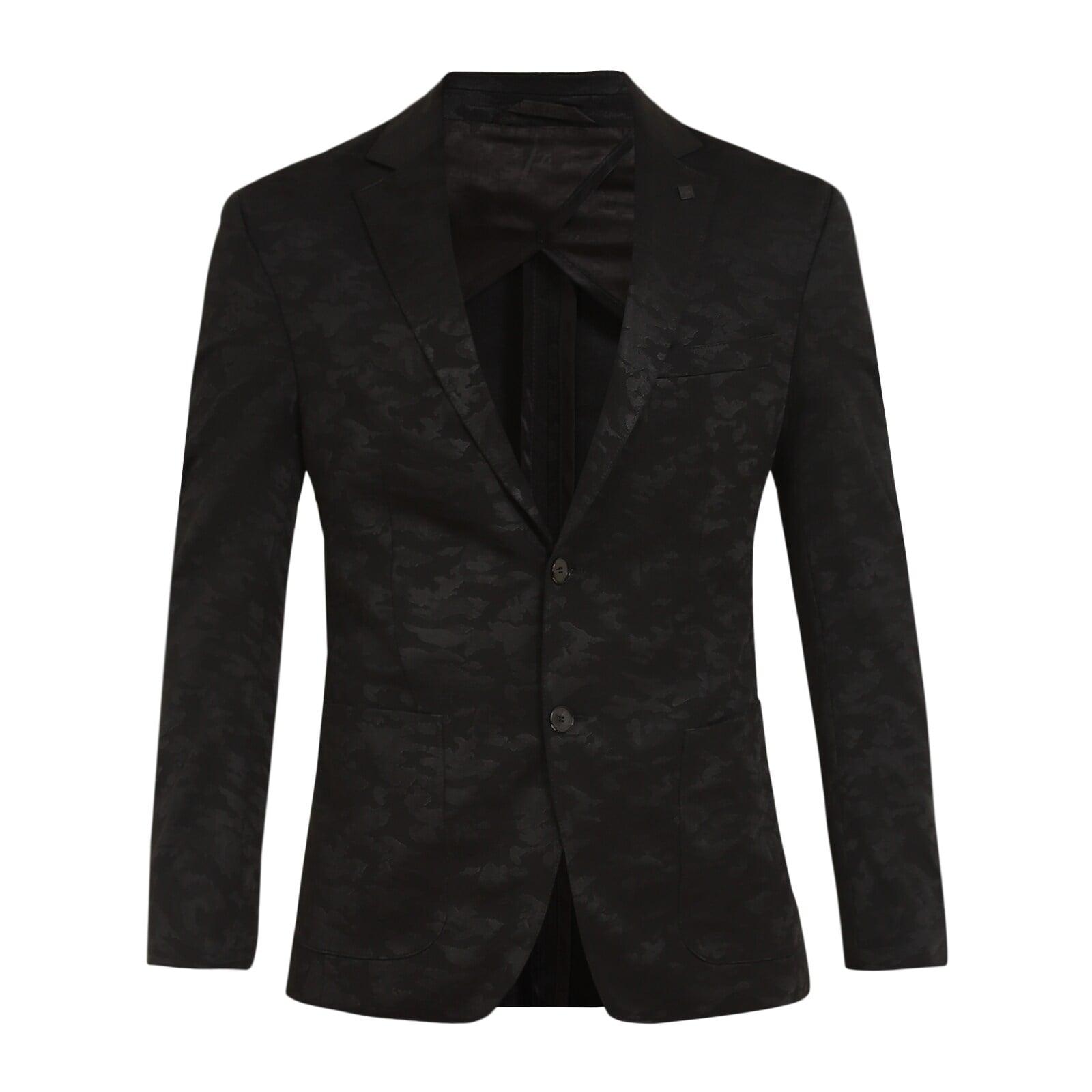 men black all-over jacquard camo blazer