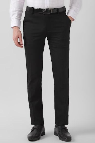 men black check slim fit formal trousers