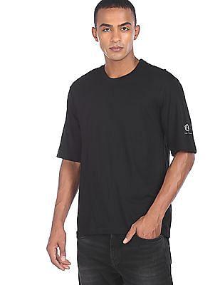 men black crew neck solid t-shirt